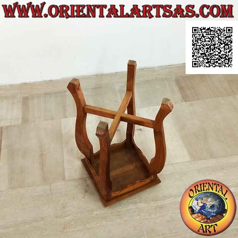 Niedriger Hocker (Hilfsregal) mit quadratischer Platte und geschwungenen Füßen (53 cm) aus Teakholz