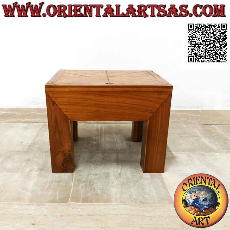 "Essential" style square square coffee table in teak wood (40 * 40)