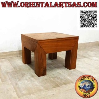 "Essential" style square square coffee table in teak wood (40 * 40)