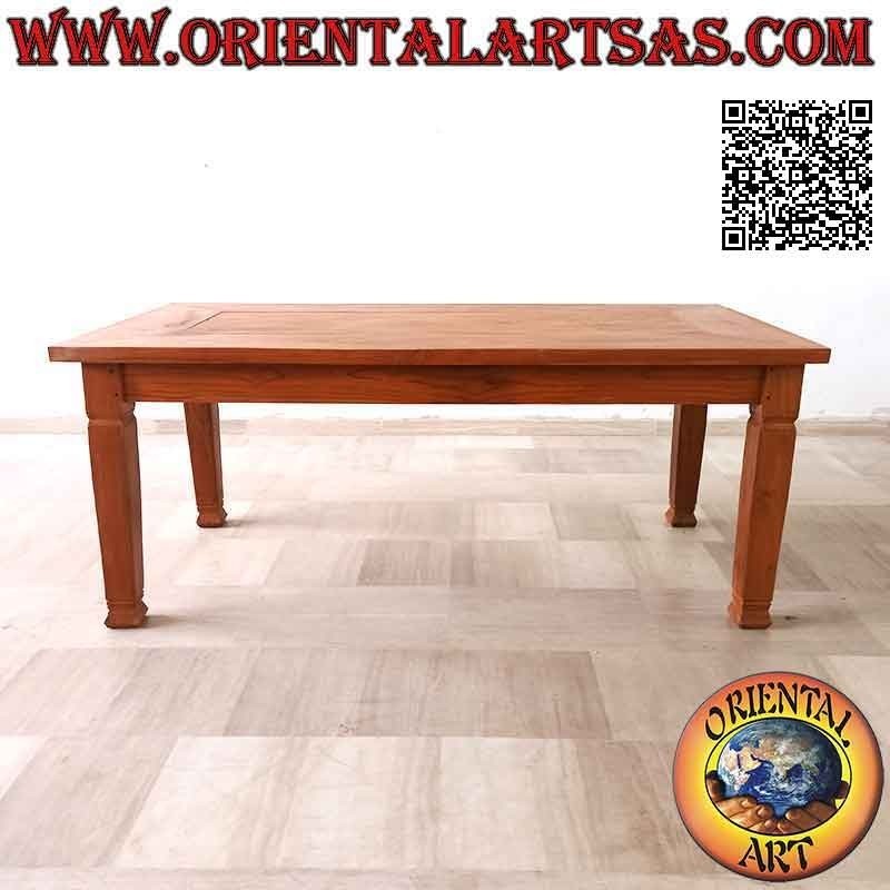 Removable "essential" style massive rectangular table in teak wood (200 * 100)