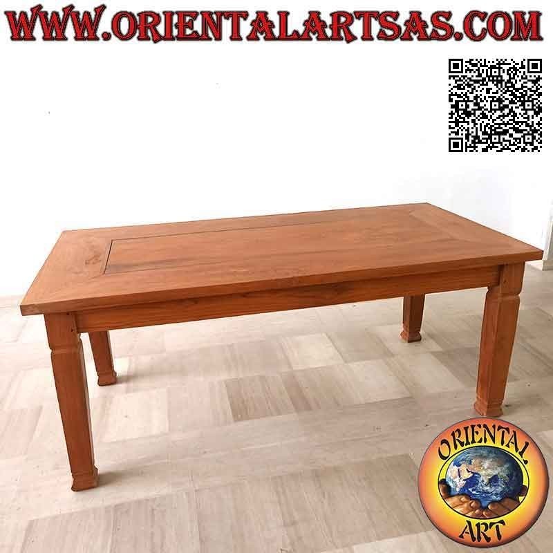 Table rectangulaire massive amovible de style "essentiel" en bois de teck (200*100)