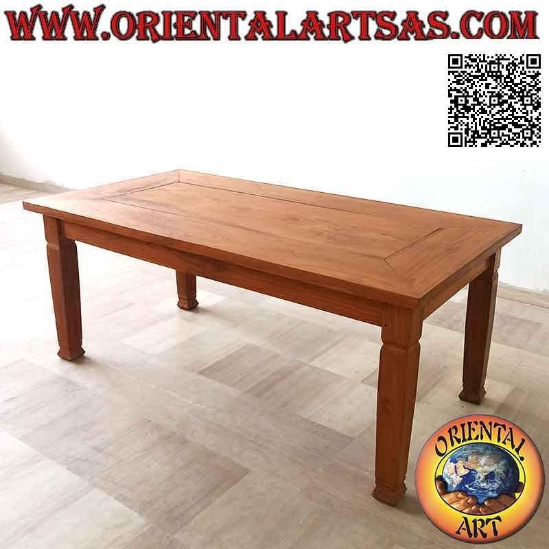 Abnehmbarer massiver rechteckiger Tisch im "essentiellen" Stil aus Teakholz (200 * 100)