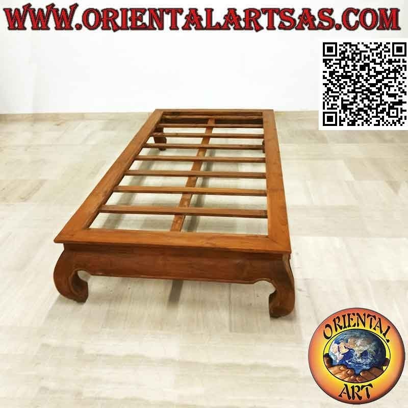 Letto singolo etnico in stile oppio (opium) in legno di teak