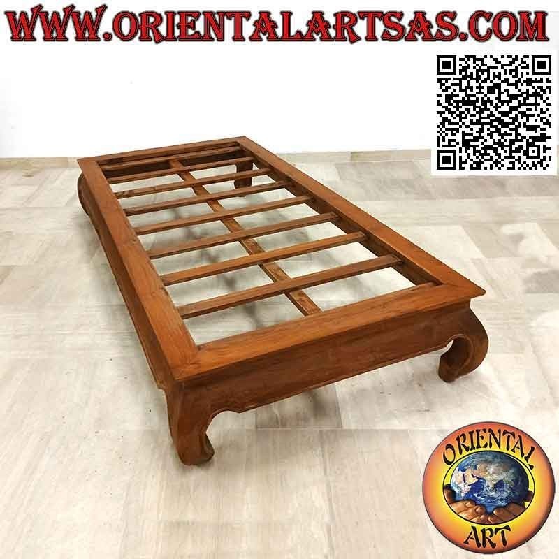 Cama individual étnica en estilo opio (opio) en madera de teca