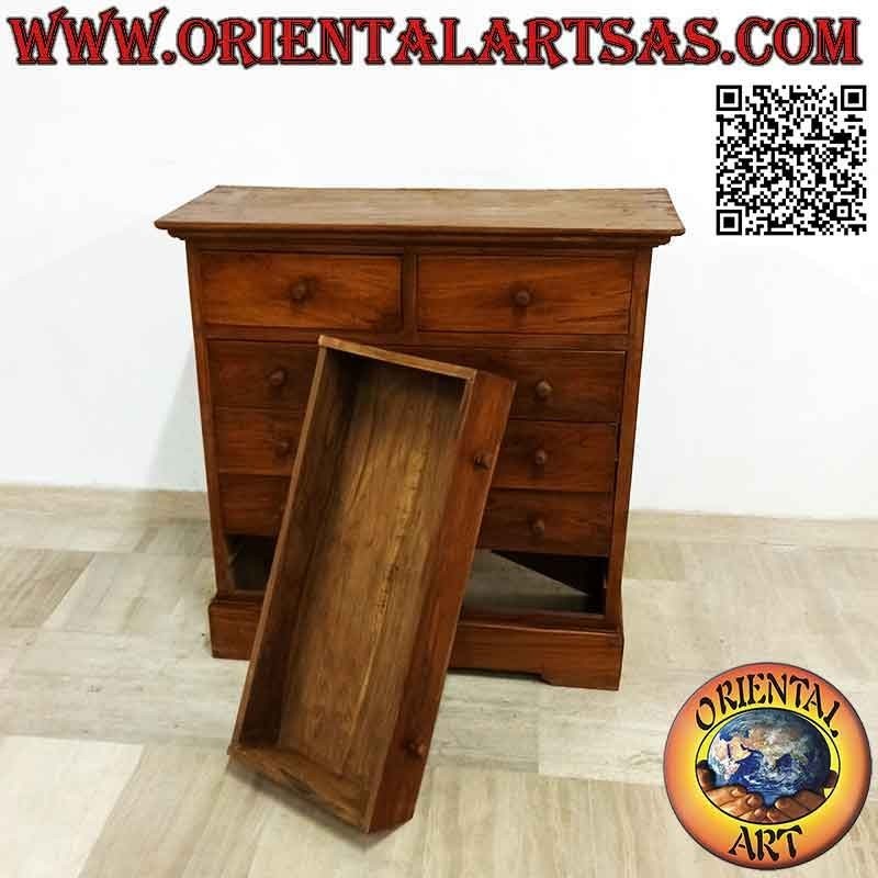 Commode rectangulaire avec quatre tiroirs et deux tiroirs en bois de teck