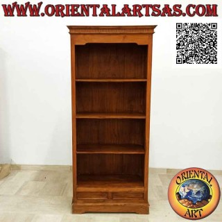 Librería de cuatro baldas y dos cajones con estructura de columnas dóricas en madera de teca (80x40)
