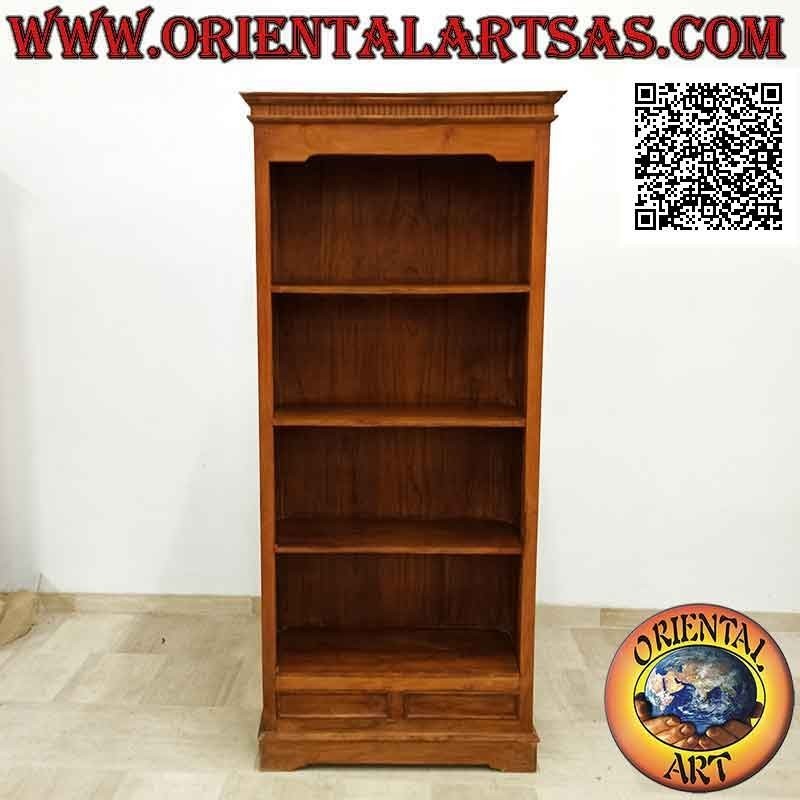 Bookcase with four shelves and two drawers with Doric columns frame in teak wood (80x40)