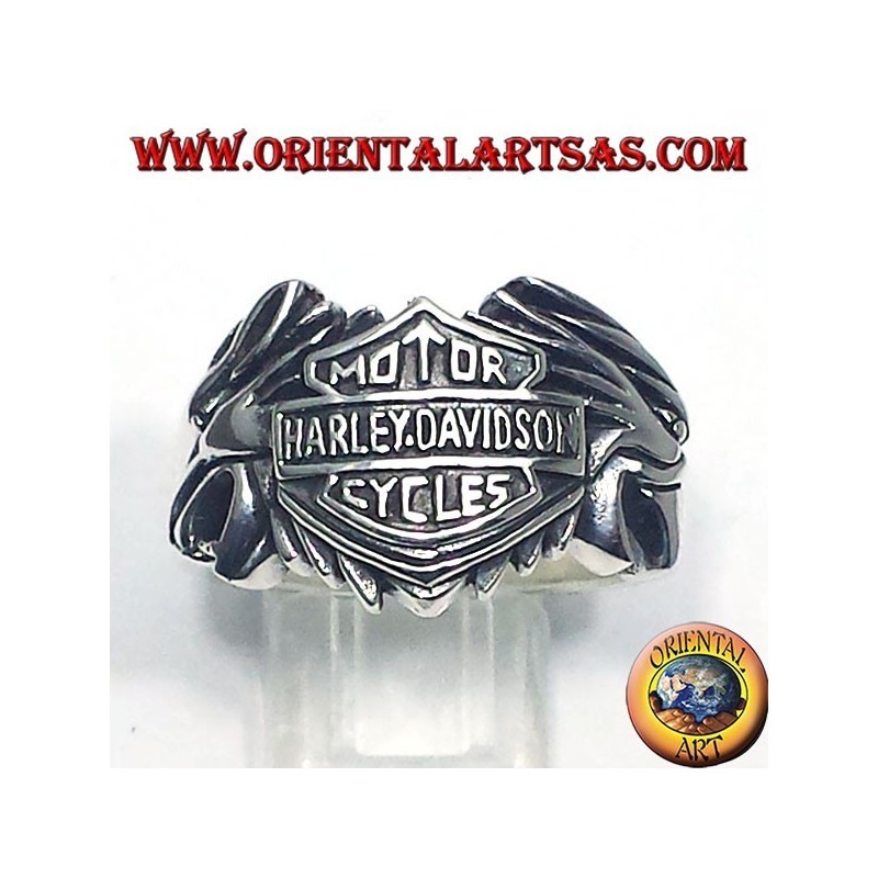 Silberring Harley Davidson zwischen zwei Adler