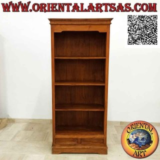 Bookcase with four shelves and two drawers with Doric columns frame in teak wood (70x40)
