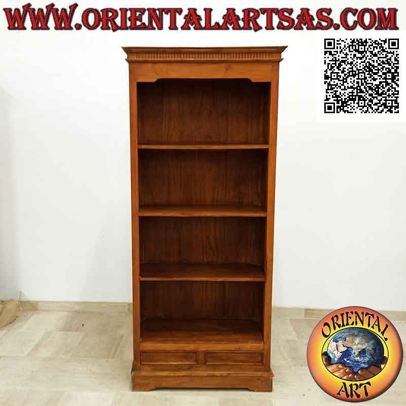 Bookcase with four shelves and two drawers with Doric columns frame in teak wood (70x40)