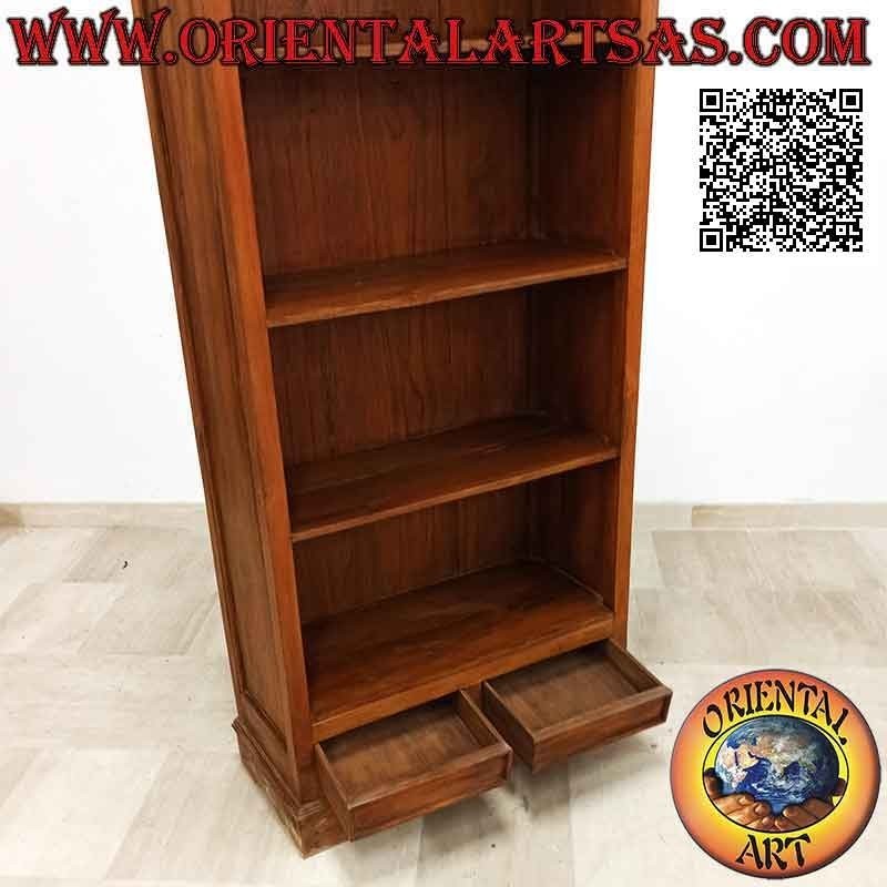 Librería de cuatro baldas y dos cajones con estructura de columnas dóricas en madera de teca (70x40)