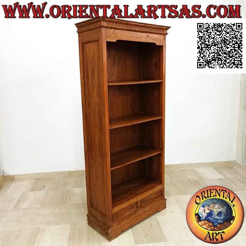 Bookcase with four shelves and two drawers with Doric columns frame in teak wood (60x40)