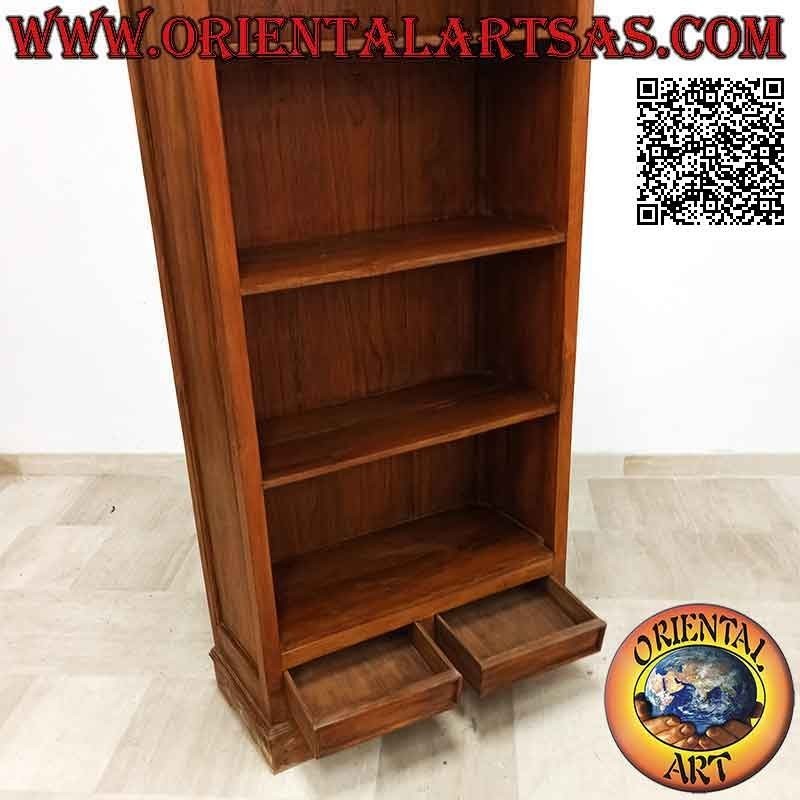 Bücherregal mit vier Regalen und zwei Schubladen mit dorischem Säulenrahmen aus Teakholz (60x40)