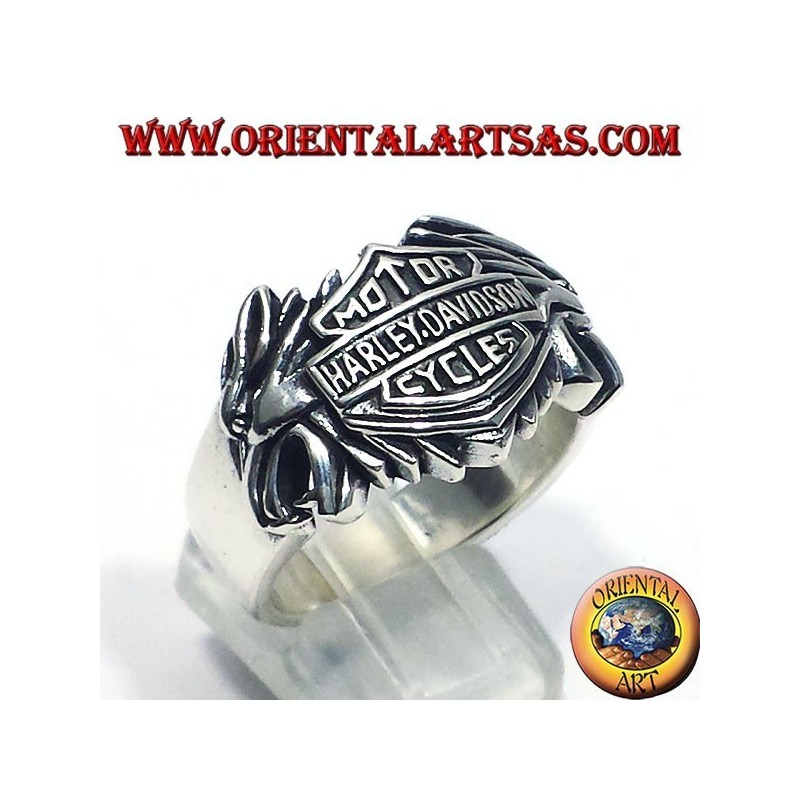 Silberring Harley Davidson zwischen zwei Adler