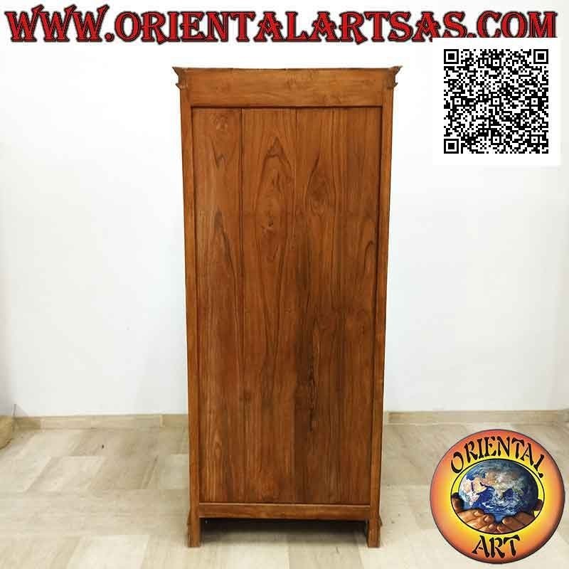 Libreria a quattro ripiani e due cassetti con cornice a colonnine doriche in legno di teak (60x40)