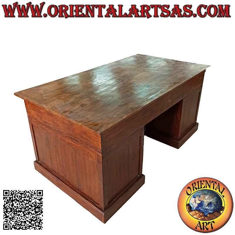 "King" desk with 10 drawers, footrest and wooden top, in teak wood (180 x 100)