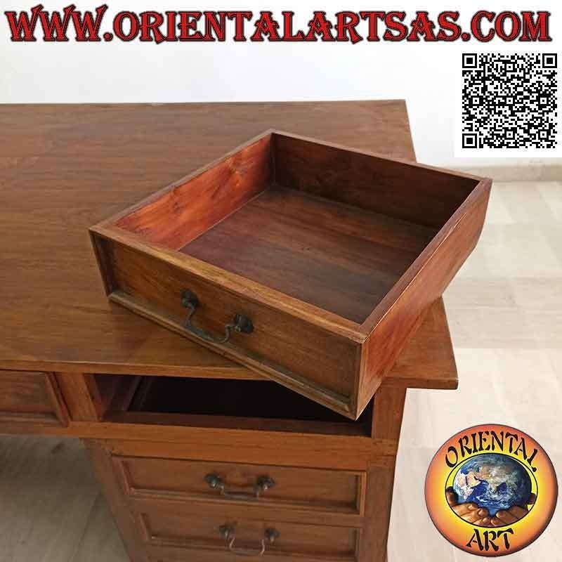 "King" desk with 10 drawers, footrest and wooden top, in teak wood (180 x 100)