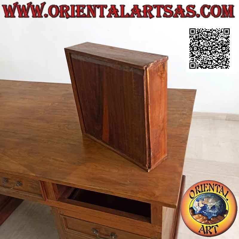 "King" desk with 10 drawers, footrest and wooden top, in teak wood (180 x 100)
