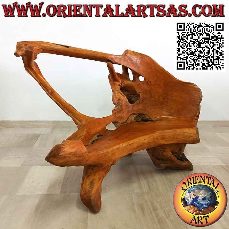 Sesselbank aus natürlichem Teakholz (100h x 147x86)