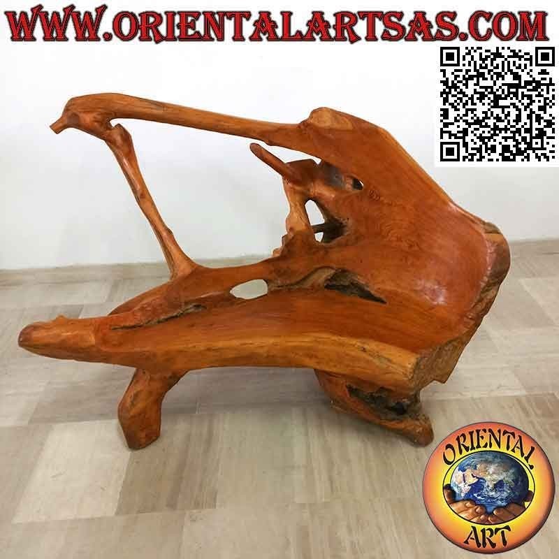 Armchair bench in natural teak root (100h x 147x86)