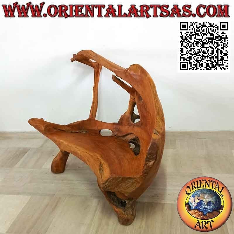 Banco sillón en raíz de teca natural (100 x 147 x 86)