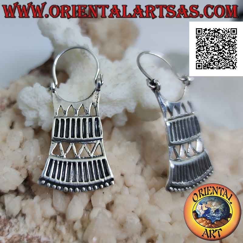 Boucles d'oreilles sac à main en argent avec plaque à motif géométrique rectangulaire et triangulaire