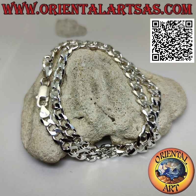 Collar de plata 925 ‰ con cadena groumette de diamantes de 45 cm x 7 mm x 2 mm