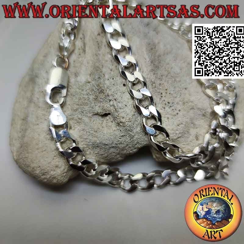 Collana in argento 925 ‰ a catena groumette diamantata da 45 cm x 7 mm x 2 mm