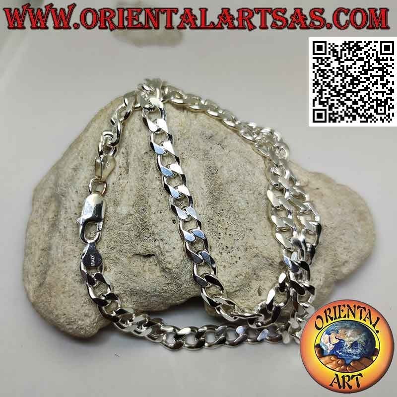 Collier en argent 925 ‰ avec chaîne groumette diamant 45 cm x 7 mm x 2 mm