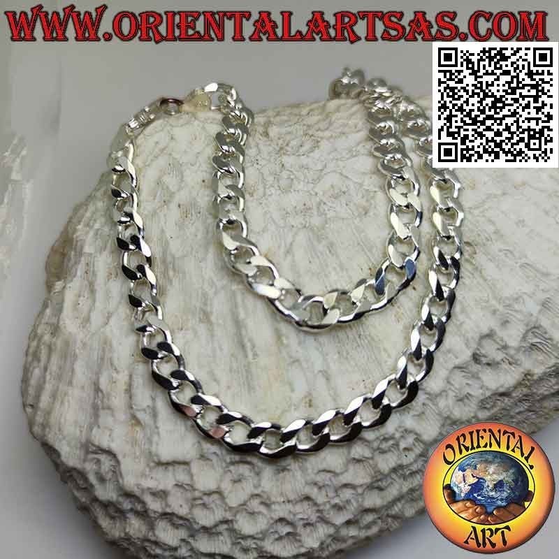Collier en argent 925 ‰ avec chaîne groumette diamant 45 cm x 7 mm x 2 mm