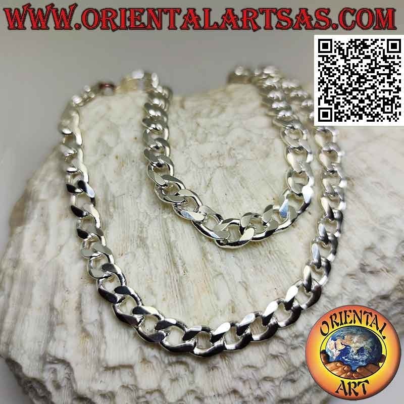 Collana in argento 925 ‰ a catena groumette diamantata da 45 cm x 7 mm x 2 mm