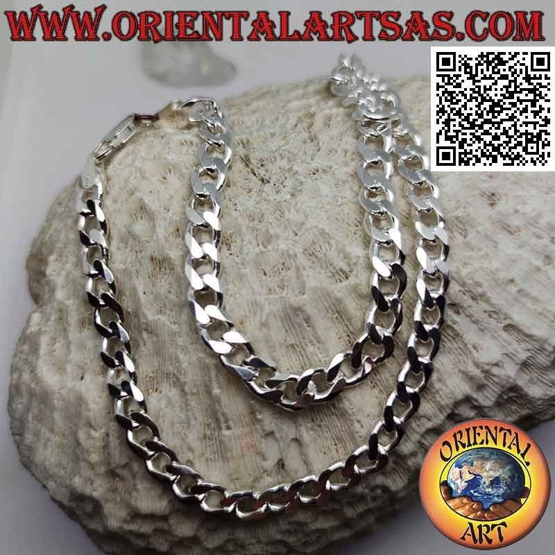 Collana in argento 925 ‰ a catena groumette diamantata da 45 cm x 7 mm x 2 mm
