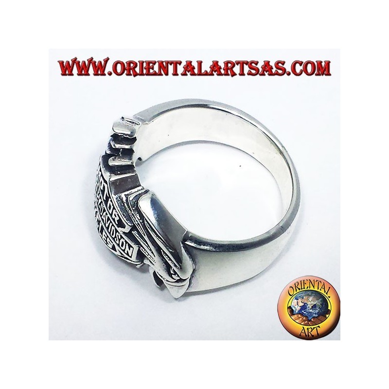 anello in argento Harley Davidson fra due  aquile