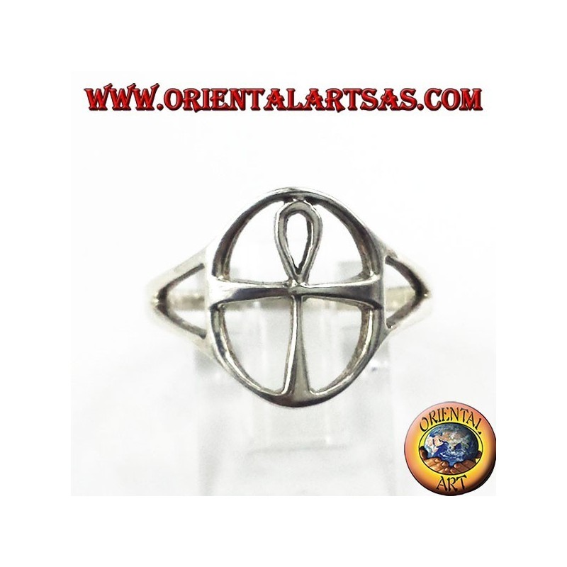 anillo de plata, cruz de Ankh egipcia