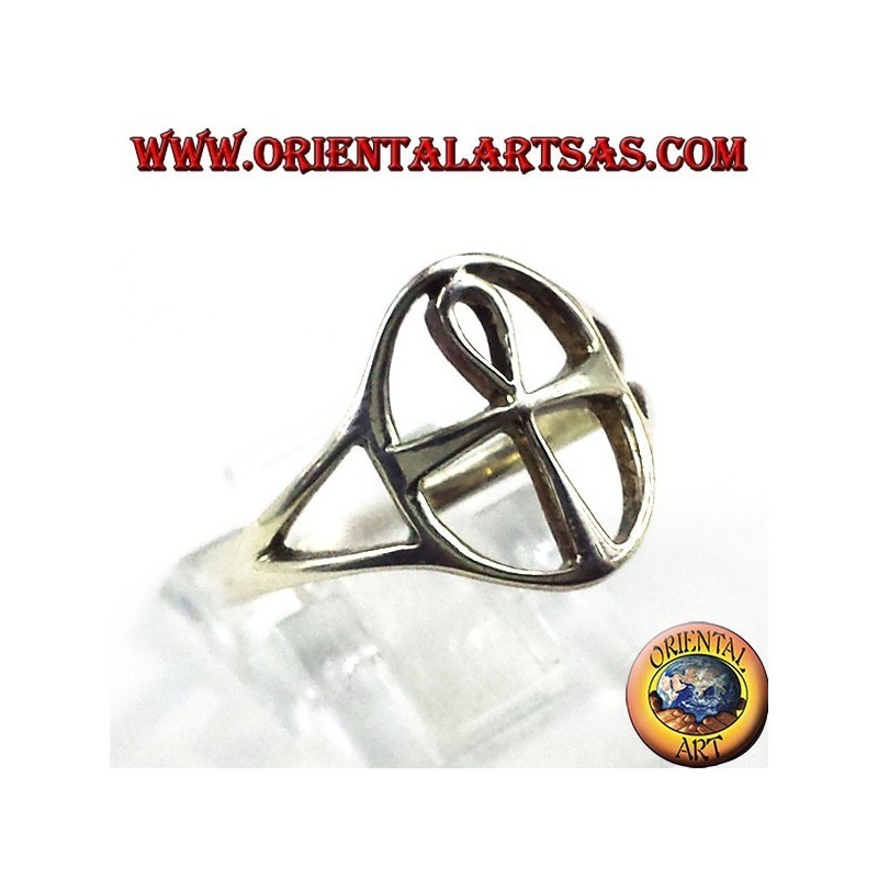anillo de plata, cruz de Ankh egipcia
