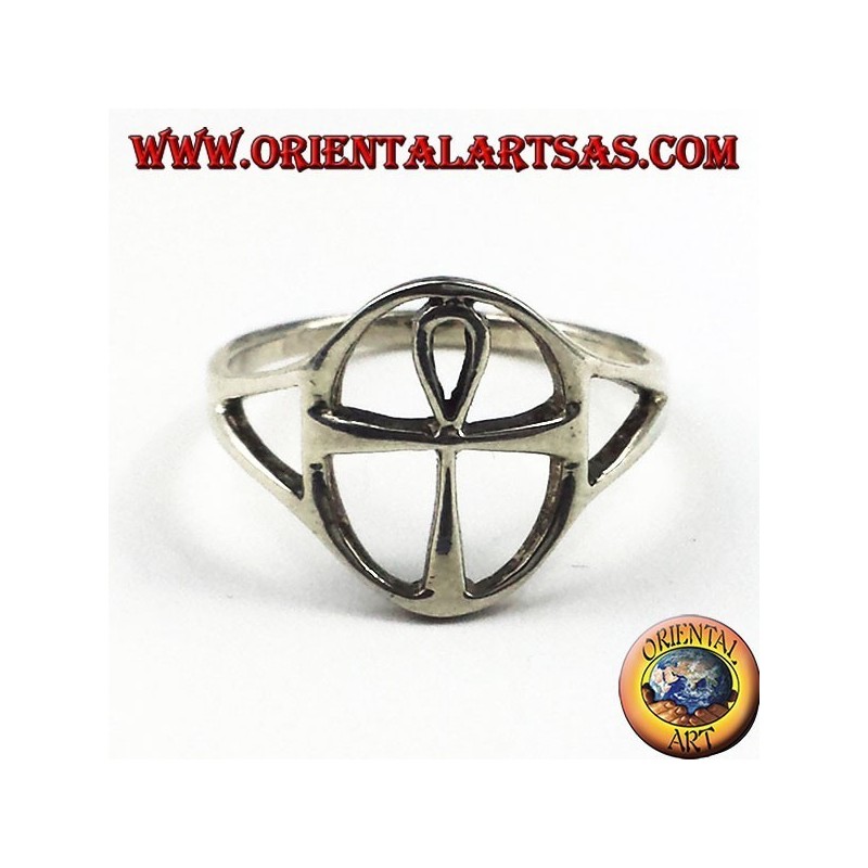 anillo de plata, cruz de Ankh egipcia