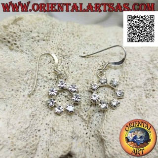 Boucles d'oreilles à levier en argent avec ensemble contour cercle zircon blanc