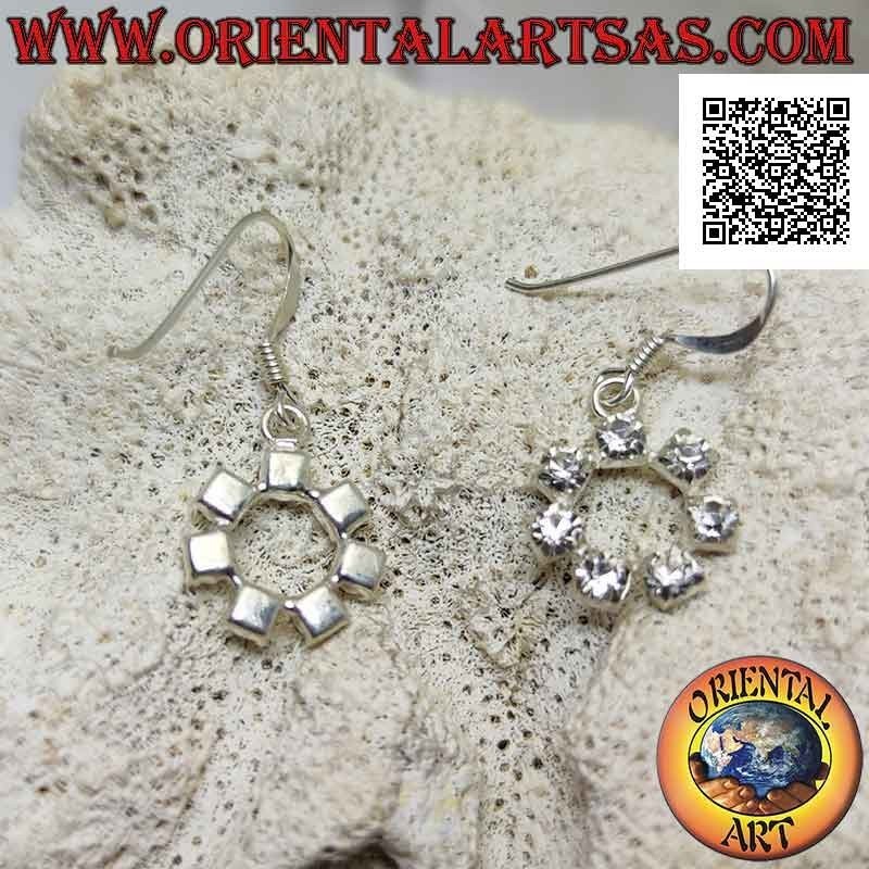 Silberne Leverback-Ohrringe mit weißem Zircon-Kreis-Konturset