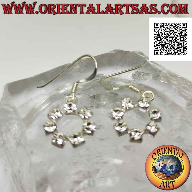Pendientes de palanca de plata con contorno circular de circonitas blancas