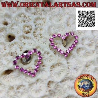 Silberne Ohrhänger mit Herzkontur aus rosa Zirkonia Set (mittel)