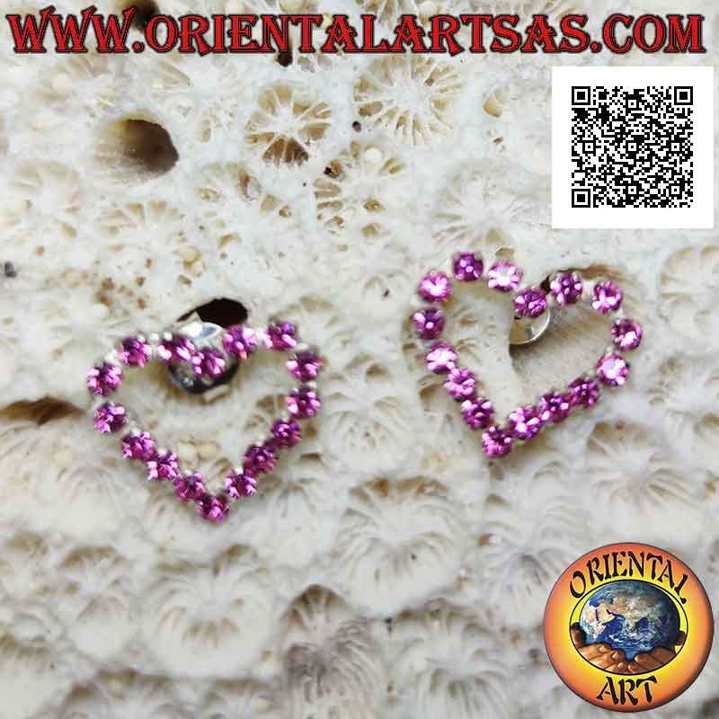 Silberne Ohrhänger mit Herzkontur aus rosa Zirkonia Set (mittel)