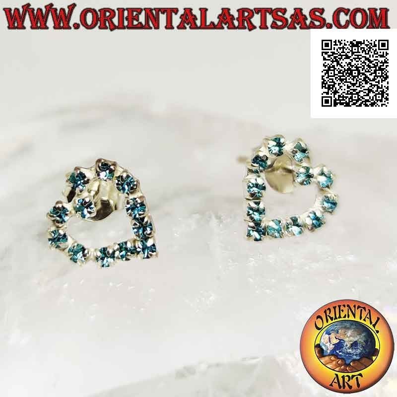 Silberne Ohrhänger mit Herzkontur aus hellblauem Zirkonia Set (klein)