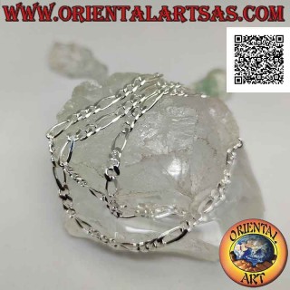 925 ‰ Silberkette mit Diamant Groumette Kette (drei runde und ein oval) 60 cm x 5 mm x 2 mm