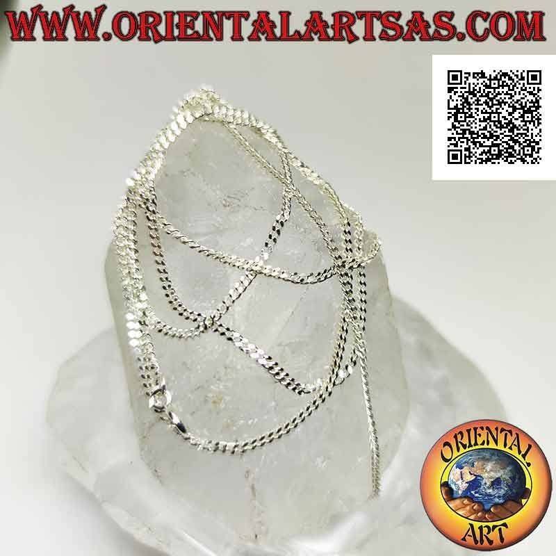 Collana catenina in argento 925 ‰ a catena groumette diamantata da 60 cm x 2 mm x 1 mm