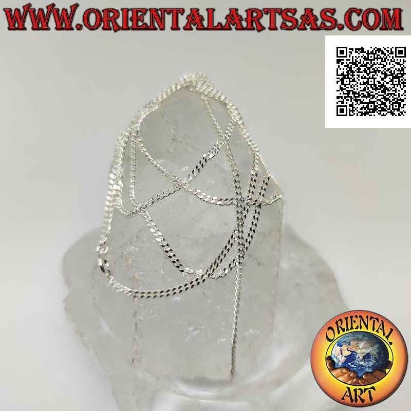 Collar de cadena de plata 925 ‰ con cadena Groumette de diamantes de 60 cm x 2 mm x 1 mm