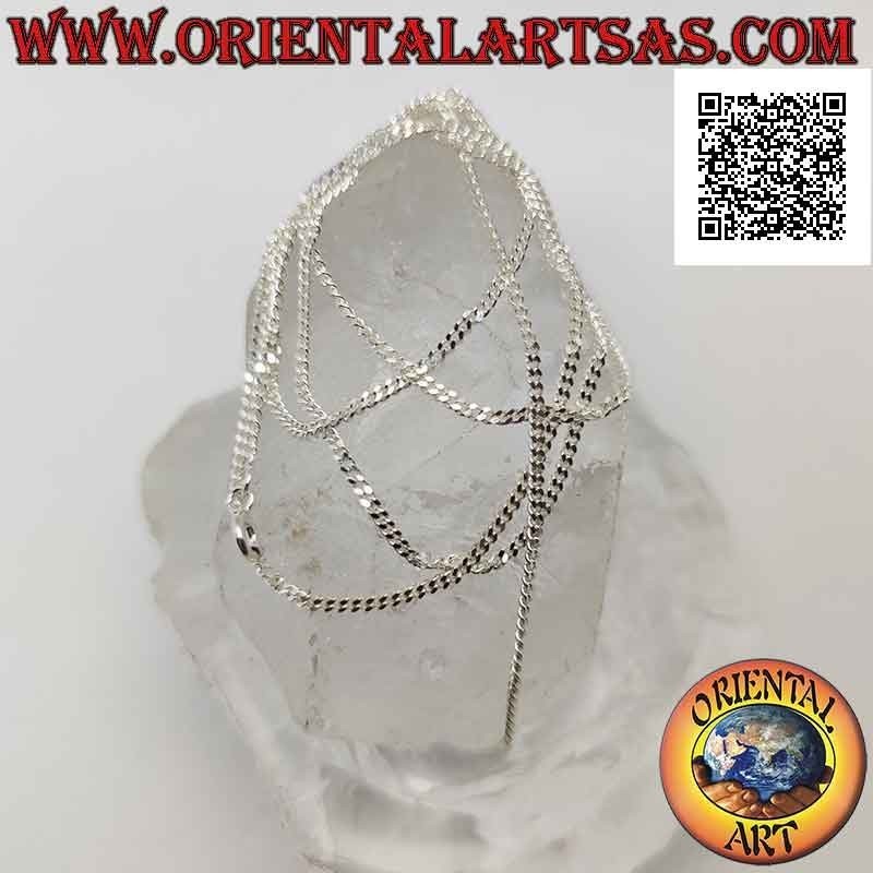 Collar de cadena de plata 925 ‰ con cadena Groumette de diamantes de 60 cm x 2 mm x 1 mm