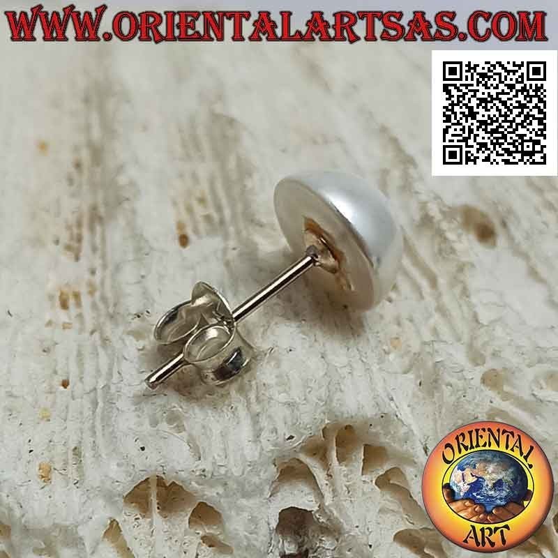 Mini pendiente de plata, la perla plana detrás (8 mm Ø)