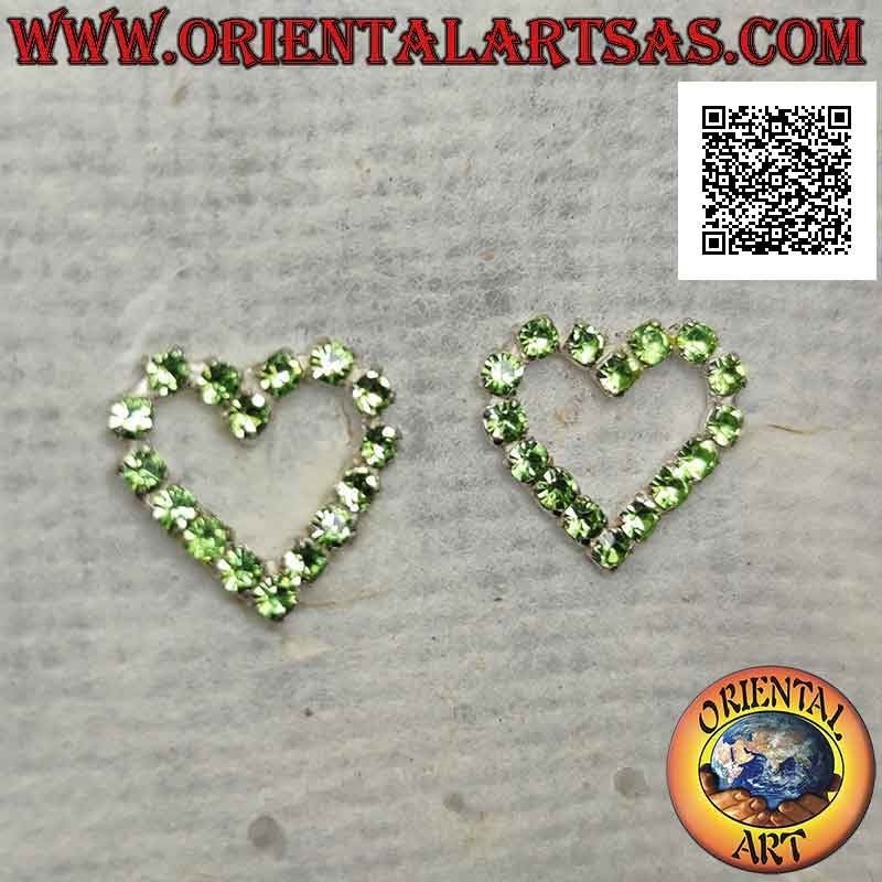 Silberne Ohrhänger mit Herzkontur aus grünem Zirkonia Set (mittel)
