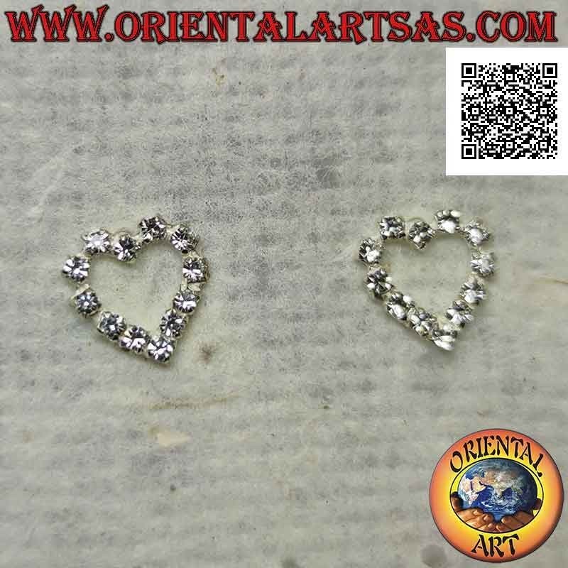 Conjunto de pendientes de plata con lóbulo con contorno de corazón de circonita cúbica blanca (pequeño)