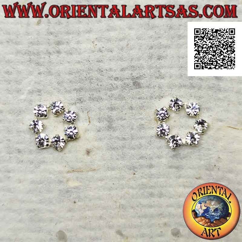 Boucles d'oreilles à lobes en argent avec ensemble de contours de cercles de zircons cubiques blancs (petits)
